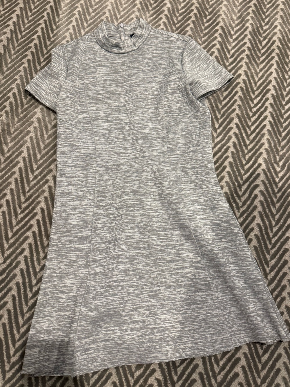 Zara Heathered Light Gray Short Sleeve A-Line Dress